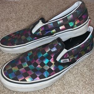 VANS SLIP ONS LIKE NEW BLACK + IRIDESCENT